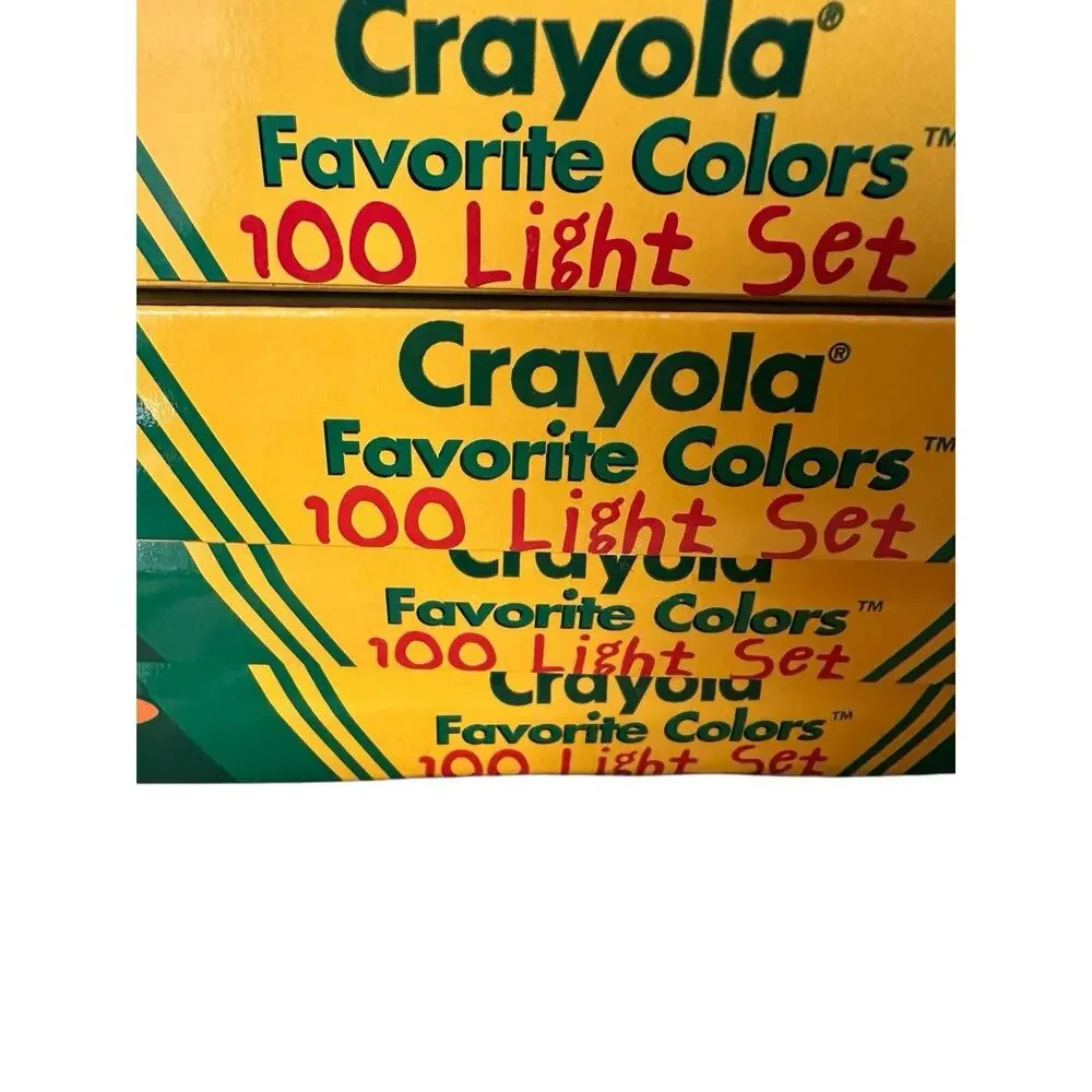 Vintage Crayola Favorite Colors Christmas 100 Light Set Gold NIB Lot Of 4 Packs